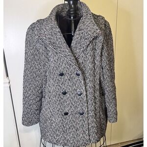 Vintage Basile Tweed Peacoat Women's Coat‎ Jacket Gray Size Large Made In U•S•A